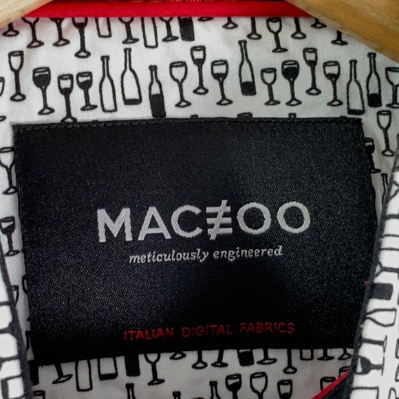 Maceeo Shirt Men Large Fibonacci Drinks White Flip Cuff Grometric Party Bold - Picture 2 of 11